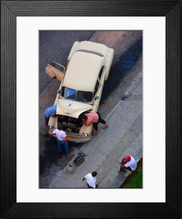 Framed Print : Car repairs in street, Havana Cuba Framed Print : Car repairs in street, Havana Cuba