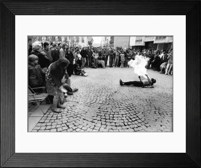 Framed Print : Fire eater - Street performer, Paris, France Framed Print : Fire eater - Street performer, Paris, France