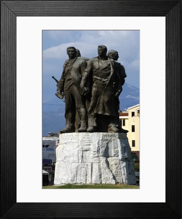 Framed Print : REPUBLIC OF ALBANIA. Shkodra (Scutari) 5 Heroes Monument Framed Print : REPUBLIC OF ALBANIA. Shkodra (Scutari) 5 Heroes Monument