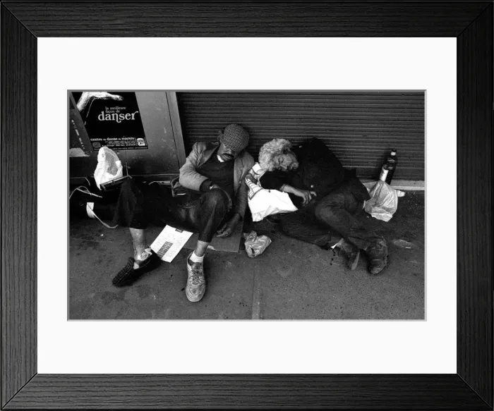 Framed Print : Men sleeping in street, Paris, France Framed Print : Men sleeping in street, Paris, France