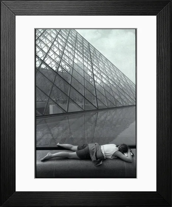 Framed Print : Paris pyramid sleeping girl Framed Print : Paris pyramid sleeping girl