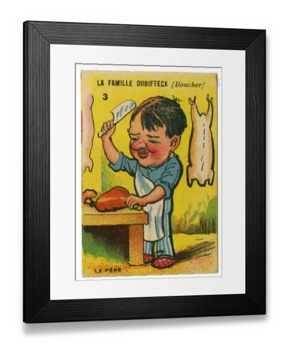 Framed Print : French Happy Families - Butcher Framed Print : French Happy Families - Butcher