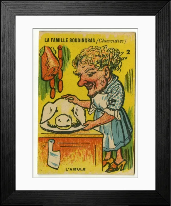 Framed Print : French Happy Families - Pork Butcher Framed Print : French Happy Families - Pork Butcher