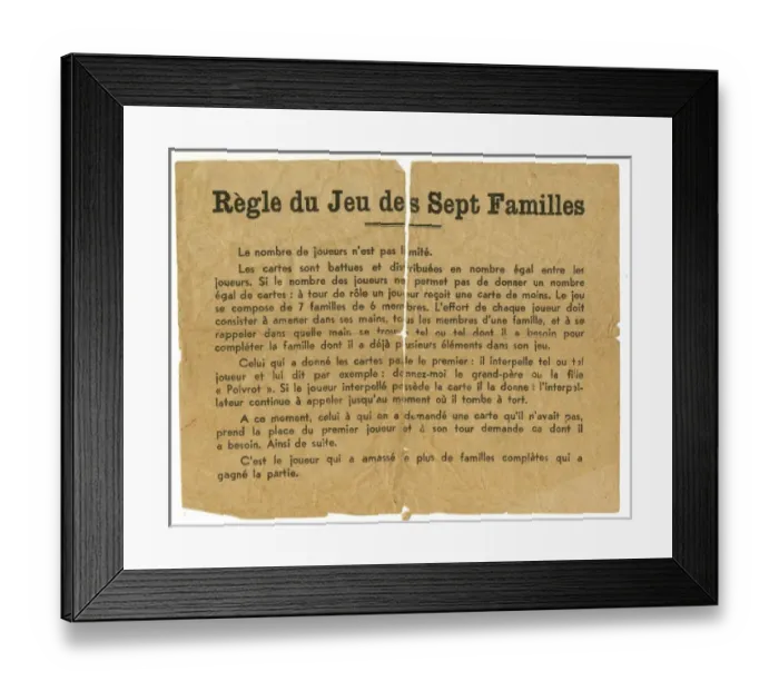 Framed Print : French Happy Families - rules and instructions Framed Print : French Happy Families - rules and instructions