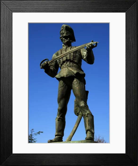Framed Print : Husar statue with the eighteenth century clothing. Sculpted Framed Print : Husar statue with the eighteenth century clothing. Sculpted