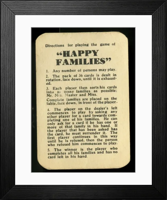 Framed Print : Happy Families - rules and directions Framed Print : Happy Families - rules and directions