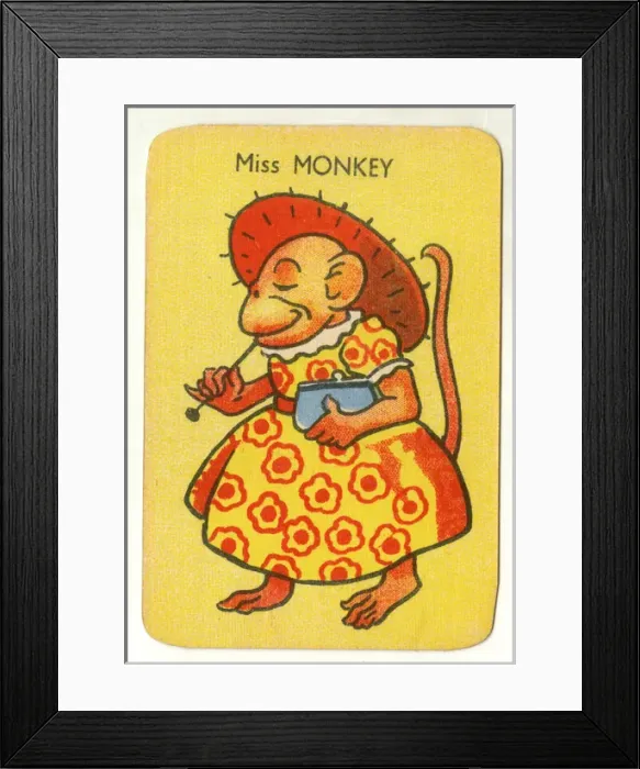 Framed Print : Happy Families Animals - Miss Monkey Framed Print : Happy Families Animals - Miss Monkey