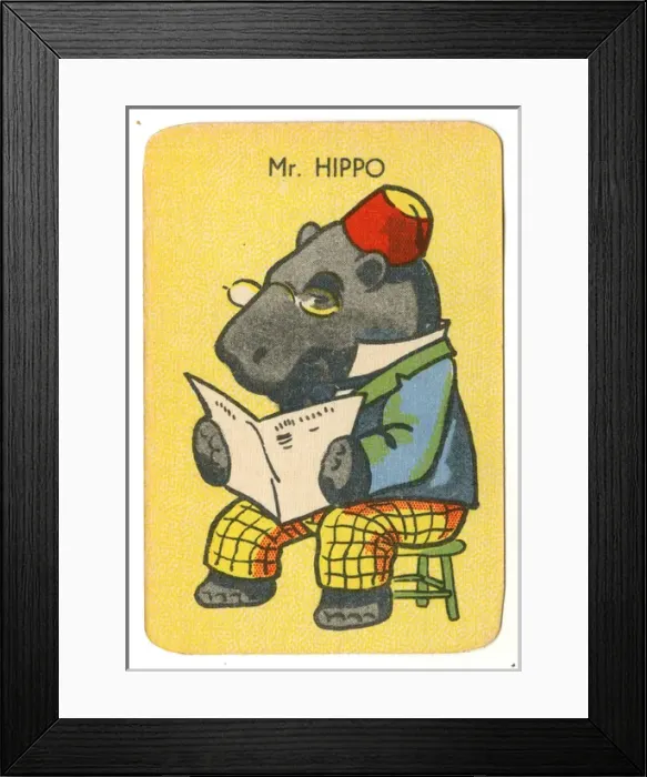 Framed Print : Happy Families Animals - Mr Hippo Framed Print : Happy Families Animals - Mr Hippo