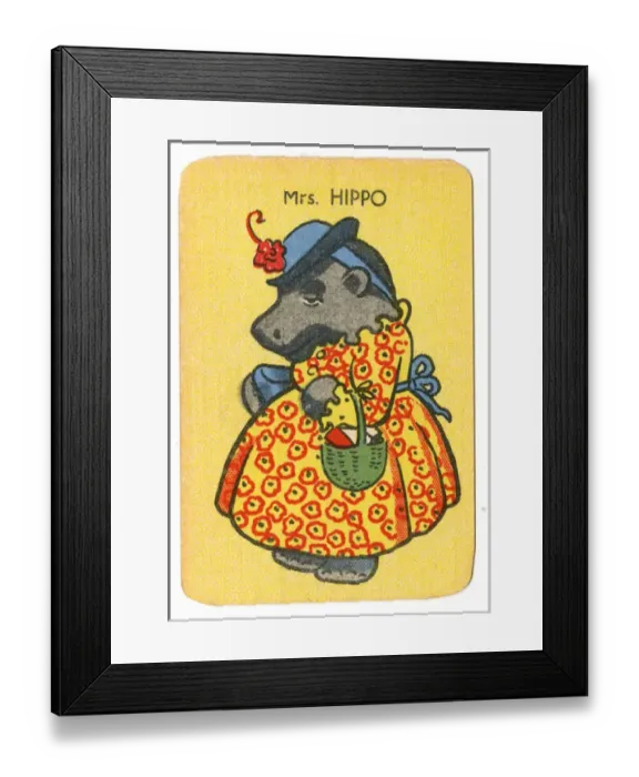 Framed Print : Happy Families Animals - Mrs Hippo Framed Print : Happy Families Animals - Mrs Hippo