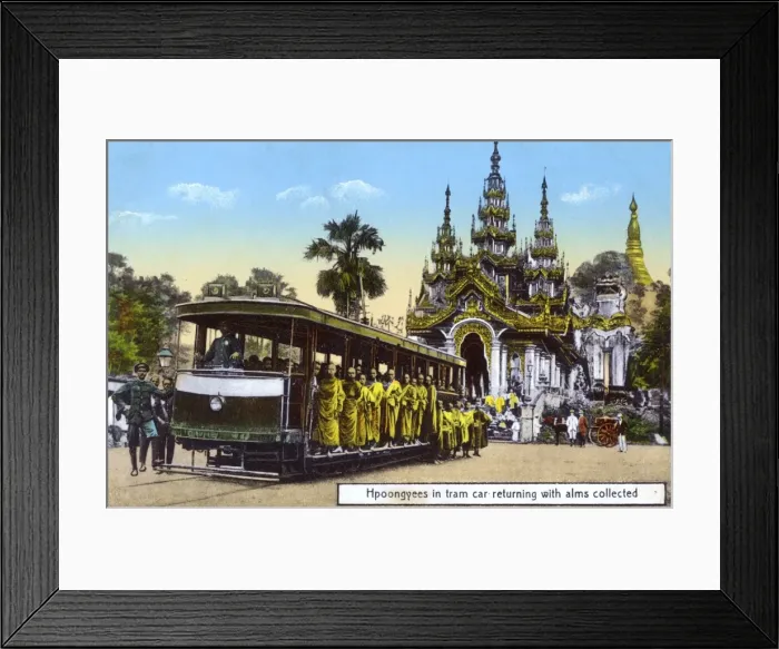 Framed Print : Buddhist Monks take the tram home from the Shwedagon Pagoda Framed Print : Buddhist Monks take the tram home from the Shwedagon Pagoda
