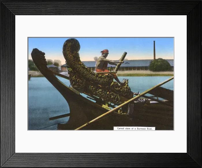 Framed Print : Elaborately carved stern of a Burmese Boat / Barge Framed Print : Elaborately carved stern of a Burmese Boat / Barge