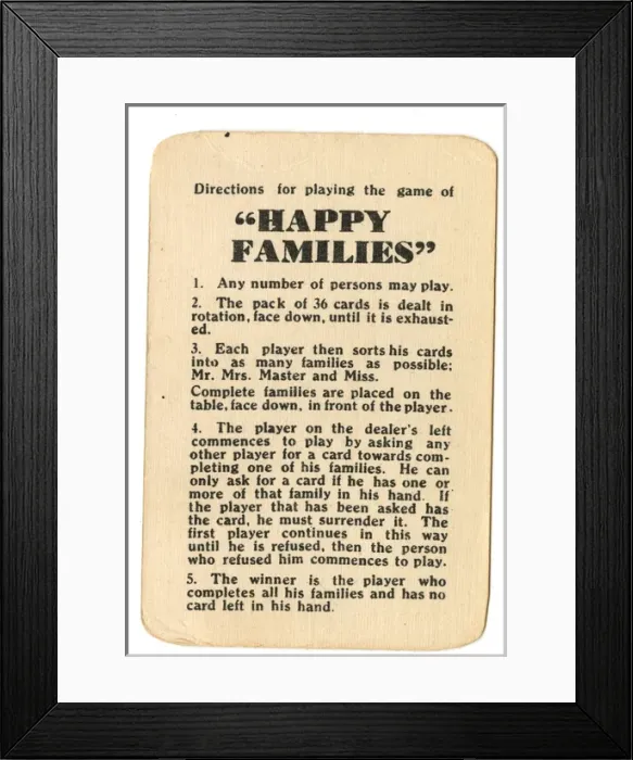 Framed Print : Happy Families Animals - rules and directions Framed Print : Happy Families Animals - rules and directions