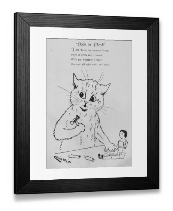 Framed Print : Louis Wain - Dolls to mend Framed Print : Louis Wain - Dolls to mend