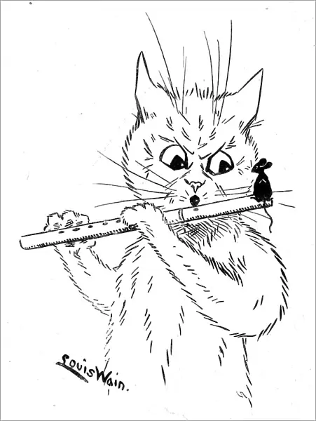 Louis Wain - flute player and mouse