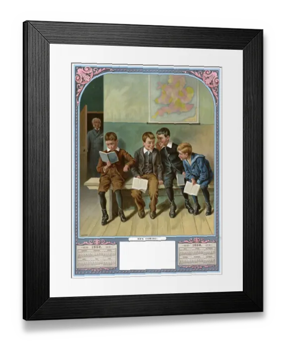 Framed Print : Calendar design, Hes Coming Framed Print : Calendar design, Hes Coming