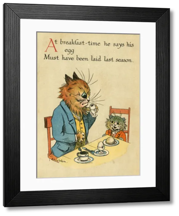 Framed Print : Louis Wain, Daddy Cat - bad egg Framed Print : Louis Wain, Daddy Cat - bad egg
