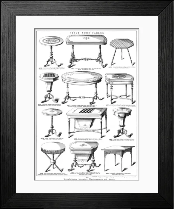 Framed Print : Fancy Wood Tables, Plate 101. 5 Framed Print : Fancy Wood Tables, Plate 101. 5
