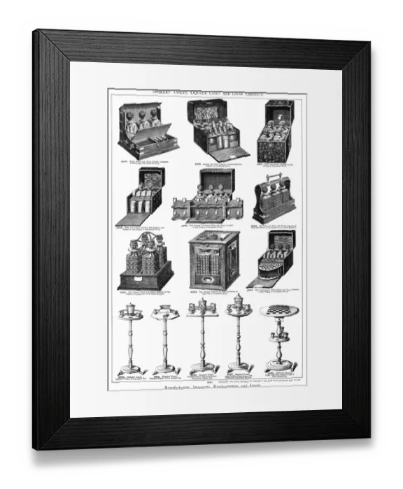 Framed Print : Tables, Liqueur Cases and Cigar Cabinets, Plate 104. 5 Framed Print : Tables, Liqueur Cases and Cigar Cabinets, Plate 104. 5