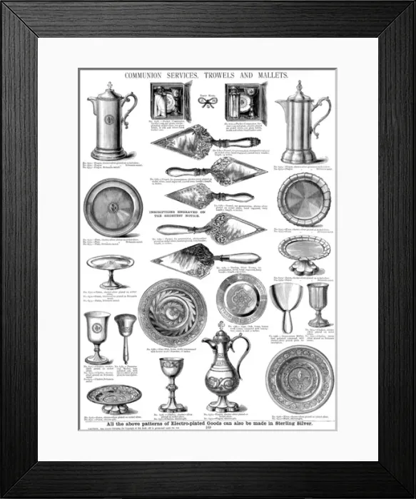 Framed Print : Communion services, trowels and mallets, Plate 169 Framed Print : Communion services, trowels and mallets, Plate 169