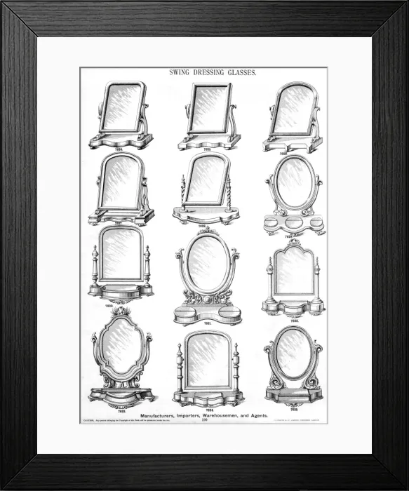 Framed Print : Swing Dressing Glasses (Mirrors), Plate 190 Framed Print : Swing Dressing Glasses (Mirrors), Plate 190