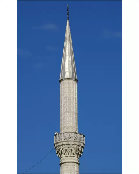 Minaret of Abu Bakr mosque. Shkodra. Republic of Albania