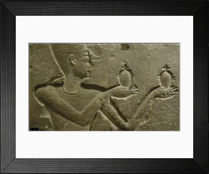 Framed Print : Reliefs from the temple of Ptolemy I Soter (367-283 BC) in S Framed Print : Reliefs from the temple of Ptolemy I Soter (367-283 BC) in S