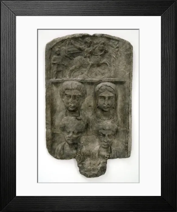 Framed Print : Thracian culture. Marble funerary relief. Family Framed Print : Thracian culture. Marble funerary relief. Family