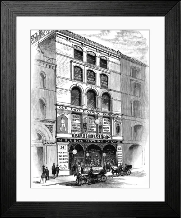 Framed Print : View of Premises, Our Boys Clothing Company, Holborn Framed Print : View of Premises, Our Boys Clothing Company, Holborn