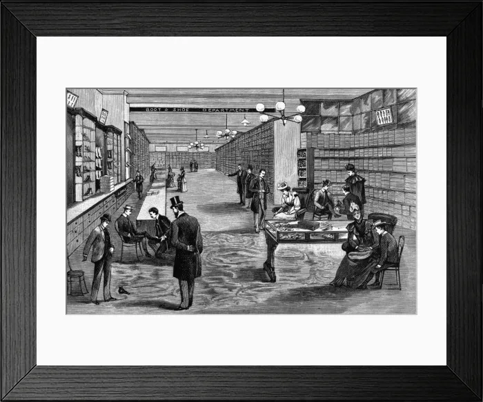 Framed Print : View of first basement, Our Boys Clothing Company, Holborn