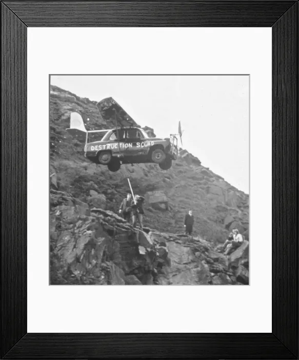 Framed Print : Destruction Squad, flying car in quarry Framed Print : Destruction Squad, flying car in quarry