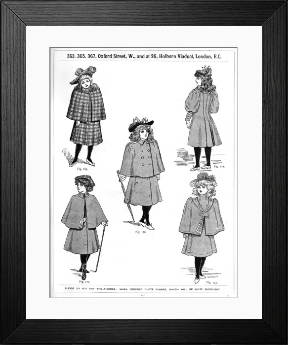 Framed Print : Our Boys Clothing Company, coats  /  cloaks for girls