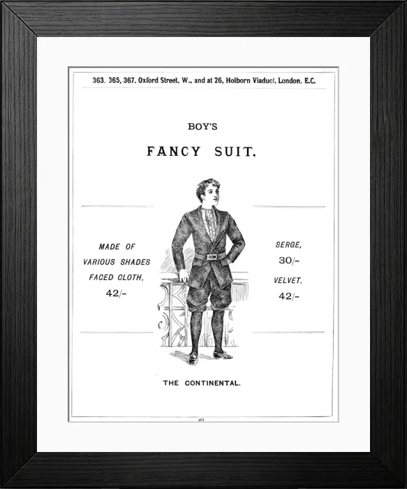 Framed Print : Our Boys Clothing Company, advertisement for clothes Framed Print : Our Boys Clothing Company, advertisement for clothes