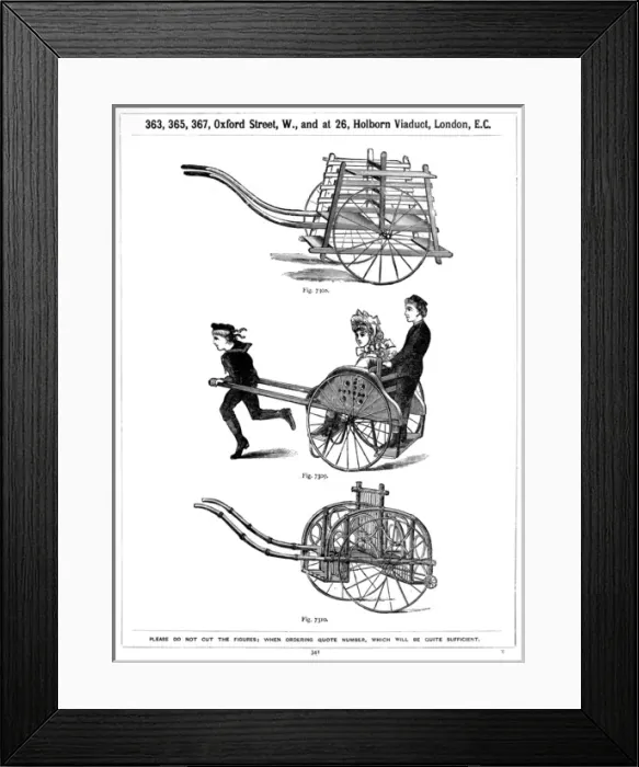Framed Print : Our Boys Clothing Company, mail carts Framed Print : Our Boys Clothing Company, mail carts