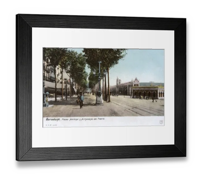 Framed Print : Barcelona, Spain - Paseo Nacional y Almacenas del Puerto Framed Print : Barcelona, Spain - Paseo Nacional y Almacenas del Puerto
