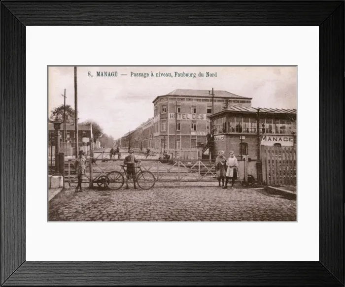 Framed Print : Railway level crossing at Manage, Belgium Framed Print : Railway level crossing at Manage, Belgium