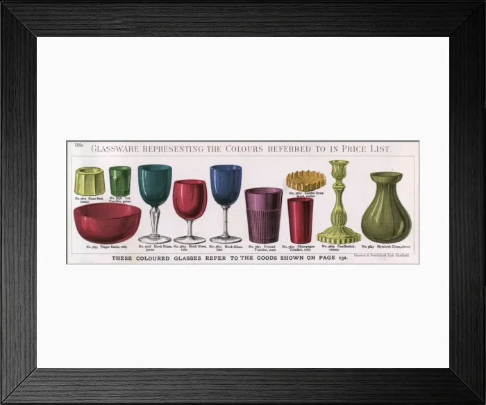 Framed Print : Colour slip of glassware with Plate 132 Framed Print : Colour slip of glassware with Plate 132