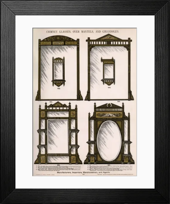 Framed Print : Chimney glasses, over mantels, girandoles, Plate 197 Framed Print : Chimney glasses, over mantels, girandoles, Plate 197