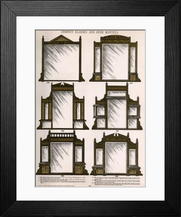 Framed Print : Chimney glasses and over mantels, Plate 198 Framed Print : Chimney glasses and over mantels, Plate 198