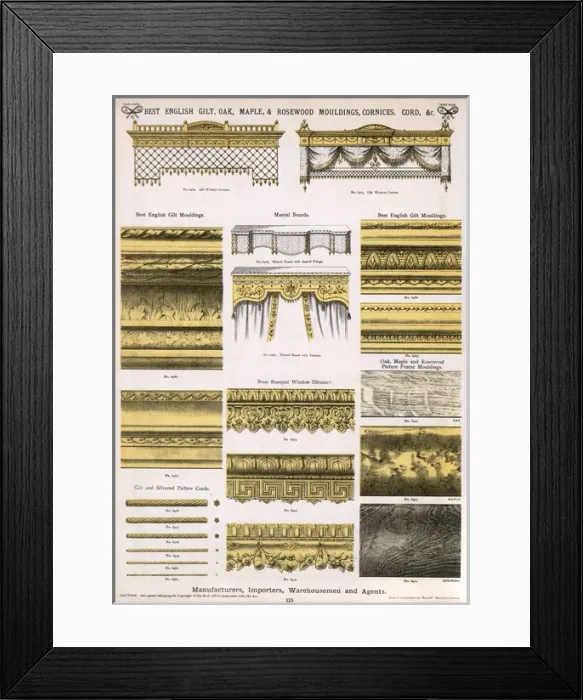 Framed Print : Mouldings and cornices, Plate 175 Framed Print : Mouldings and cornices, Plate 175