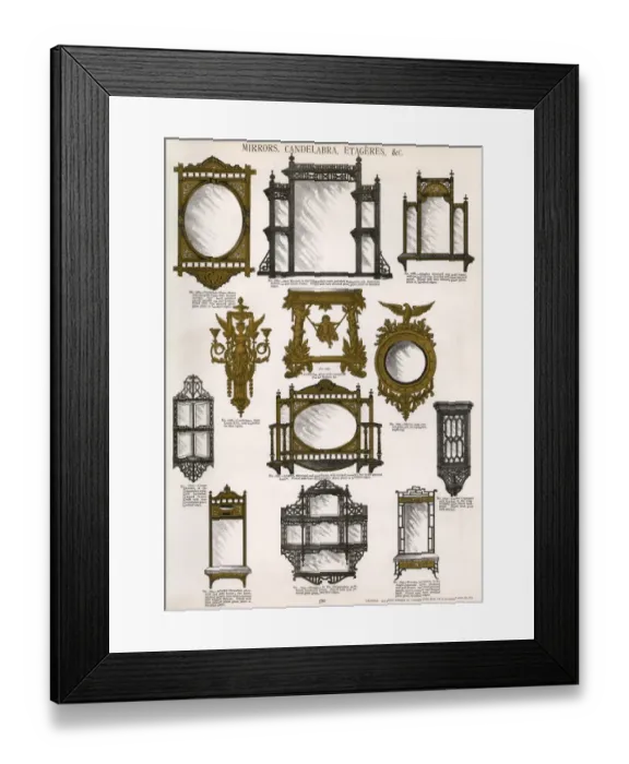Framed Print : Mirrors, candelabra, etageres, Plate 199 Framed Print : Mirrors, candelabra, etageres, Plate 199