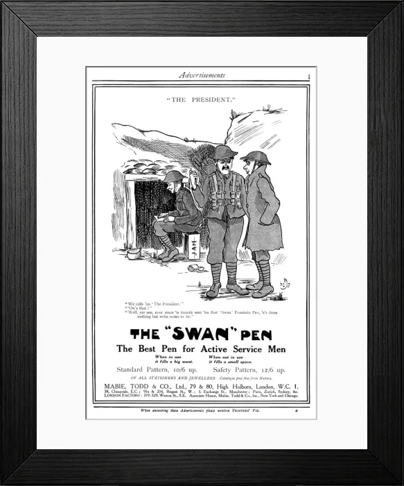 Framed Print : Swan Pen advertisement, WW1 Framed Print : Swan Pen advertisement, WW1