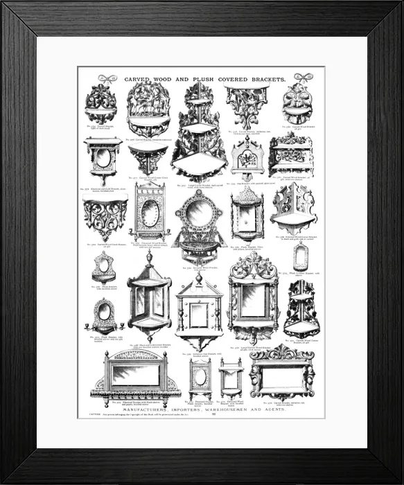 Framed Print : Carved Wood and Plush Covered Brackets, Plate 80 Framed Print : Carved Wood and Plush Covered Brackets, Plate 80