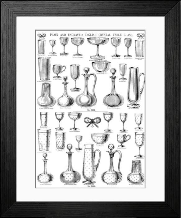 Framed Print : Plain and Engraved English Crystal Table Glass, Plate 94 Framed Print : Plain and Engraved English Crystal Table Glass, Plate 94