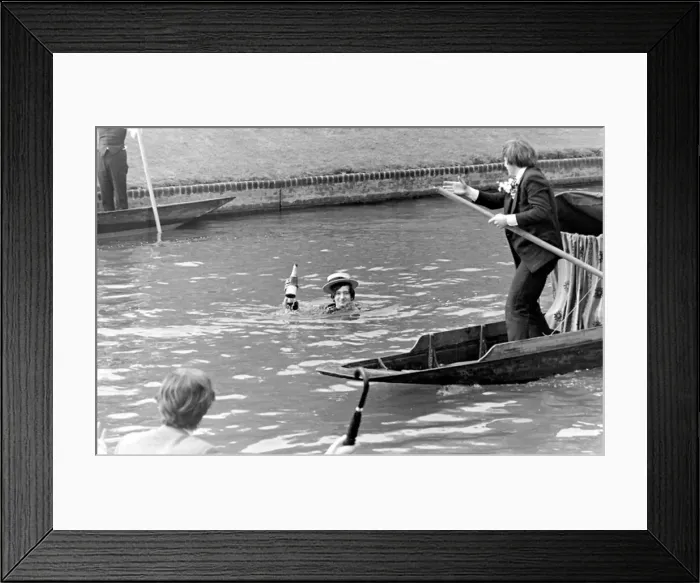 Framed Print : Rag week stunt on the river, Cambridge University Framed Print : Rag week stunt on the river, Cambridge University