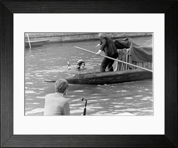 Framed Print : Rag week stunt on the river, Cambridge University Framed Print : Rag week stunt on the river, Cambridge University