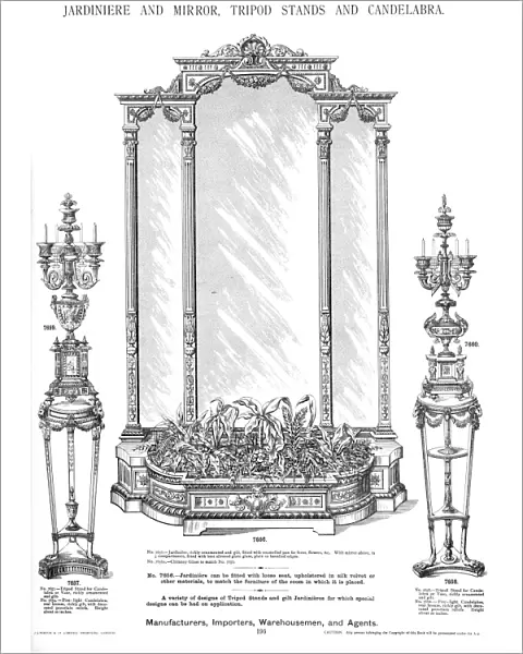 Jardiniere and Mirror, Stands, Candelabra, Plate 195