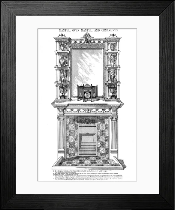 Framed Print : Mantel, Over Mantel and Ornaments, Plate 196 Framed Print : Mantel, Over Mantel and Ornaments, Plate 196