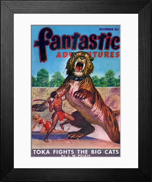 Framed Print : Fantastic Adventures - Toka fights the big cats Framed Print : Fantastic Adventures - Toka fights the big cats