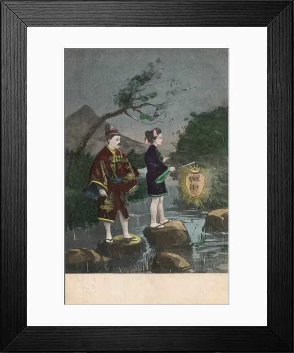 Framed Print : Chinese couple on a romantic midnight stroll Framed Print : Chinese couple on a romantic midnight stroll