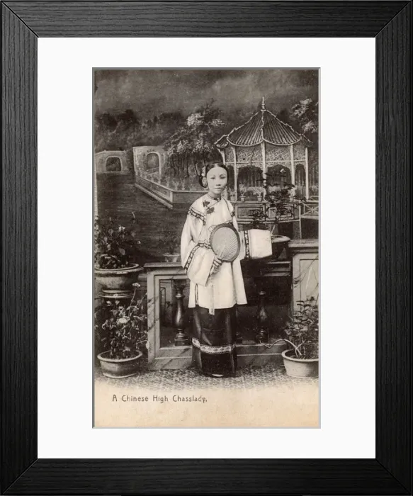Framed Print : China - High Class lady - Studio Portrait holding fan Framed Print : China - High Class lady - Studio Portrait holding fan